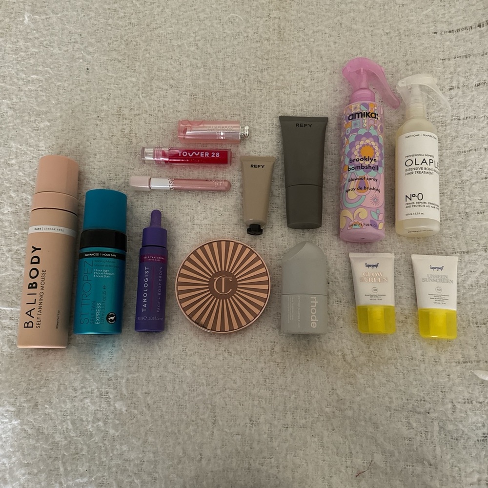 huge charlotte tilbury, rhode, refy makeup bundle